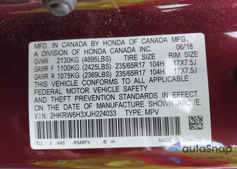 2018 Honda Cr-V Lx from USA, damaged, VIN 2HKRW6H3XJH224033